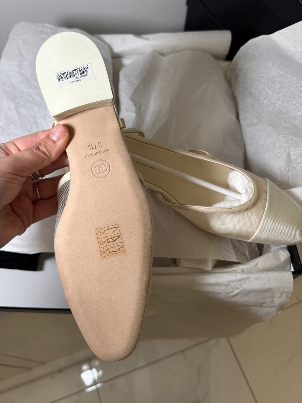 Chanel Ivory Mesh Slingbacks | Size 37.5 - Picture 8 of 15